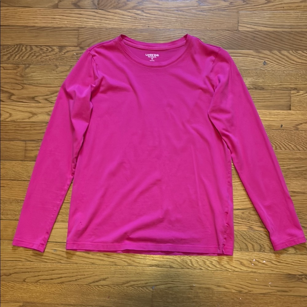 Lands’ End Relaxed Fit Pink Long Sleeve Shirt